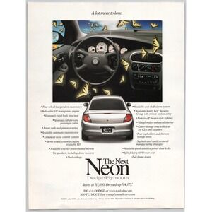 2000 Dodge Plymouth Neon Butterfly Interior Automotive Magazine Print Ad 1999